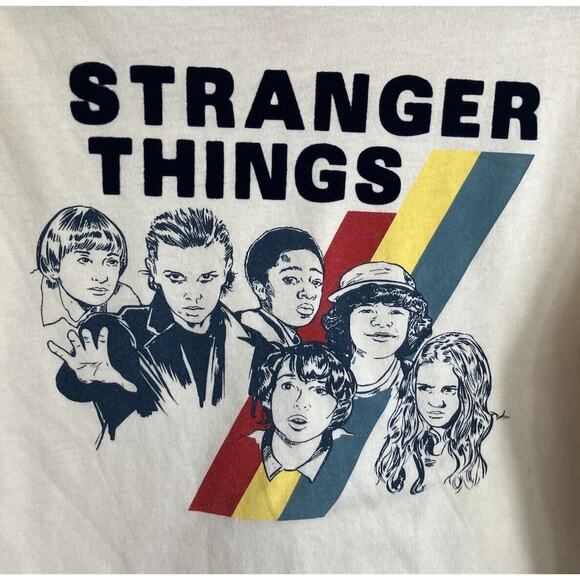 NETFLIX STRANGER THINGS Women Rib Long Sleeve Crop T-Shirt Top Cream Size Medium - Picture 4 of 8